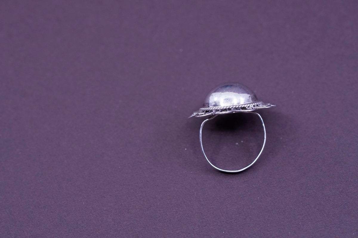 sz 6.5, vtg Sterling silver handmade ring, taxco 925 silver statement ball ring