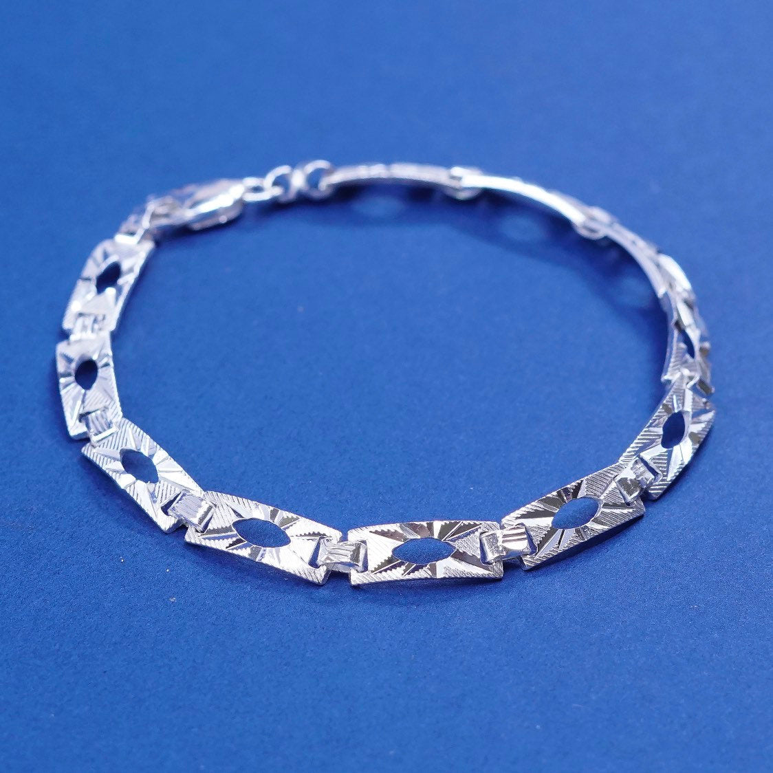 7", 5mm, vtg Sterling silver handmade bracelet, 925 bar w/ star