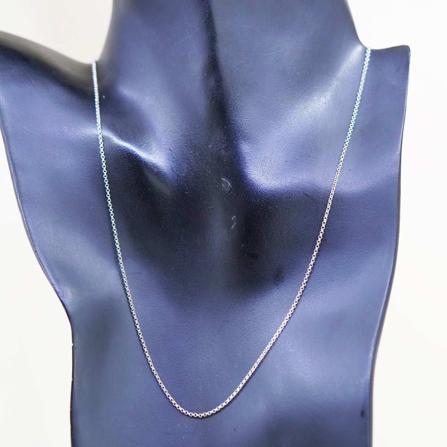 18”, 1mm, Vintage sterling silver circle chain, 925 necklace
