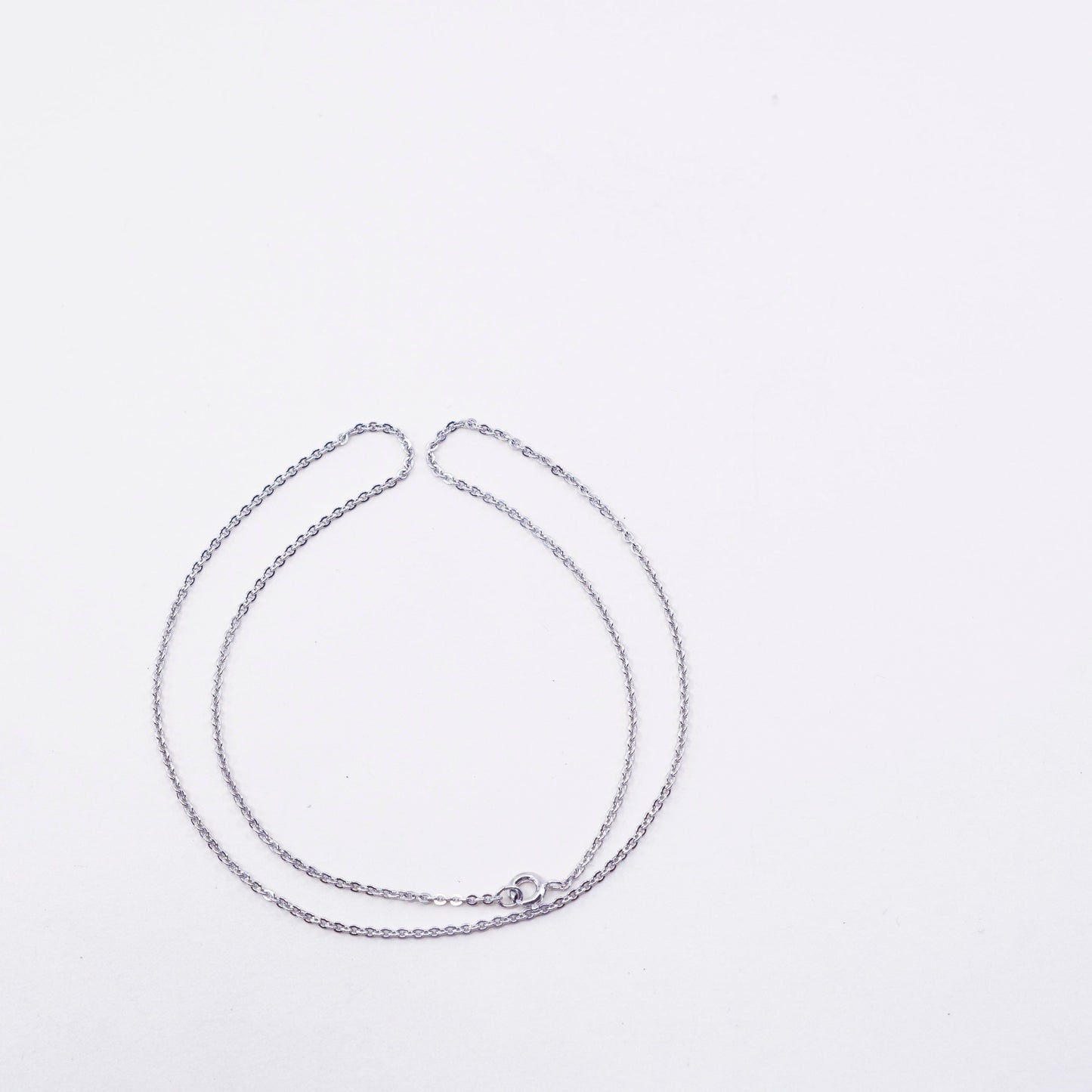 18”, 1.6mm, Vintage sterling silver flatten circle chain, Italy 925 necklace