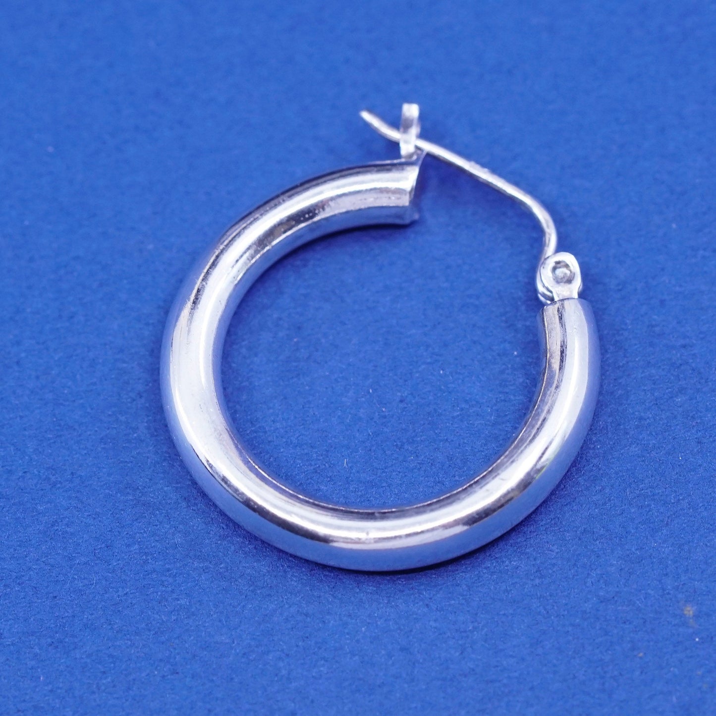 1”, vintage Sterling silver handmade hoop Huggie earrings, Modern 925 huggie