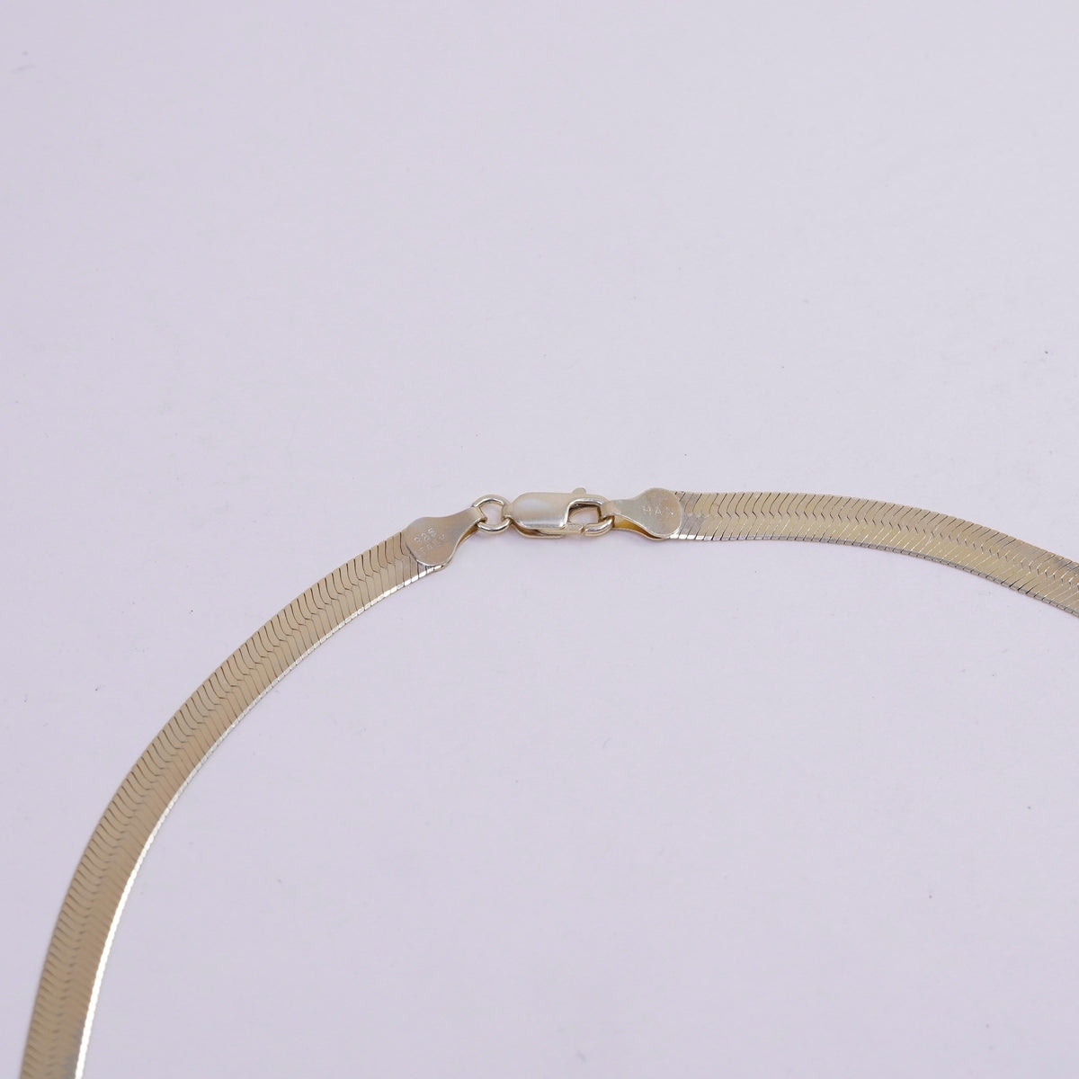 18", vintage vermeil gold sterling silver necklace, Italy 925 herringbone chain