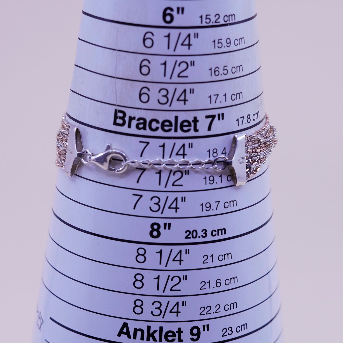 6.75+1”, Dyadema multi strands sterling silver bracelet, 925 bead multi strands