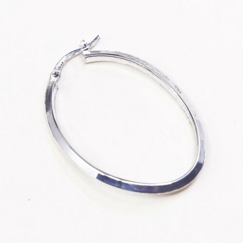 1.5”, Vtg 925 Sterling Silver Handmade Hollow Modernist Huggie Hoop Earrings