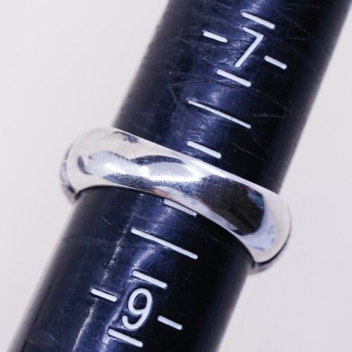 Size 8, Italy Milor Sterling Silver Handmade Ribbed Ring, 925 Silver Matt Band