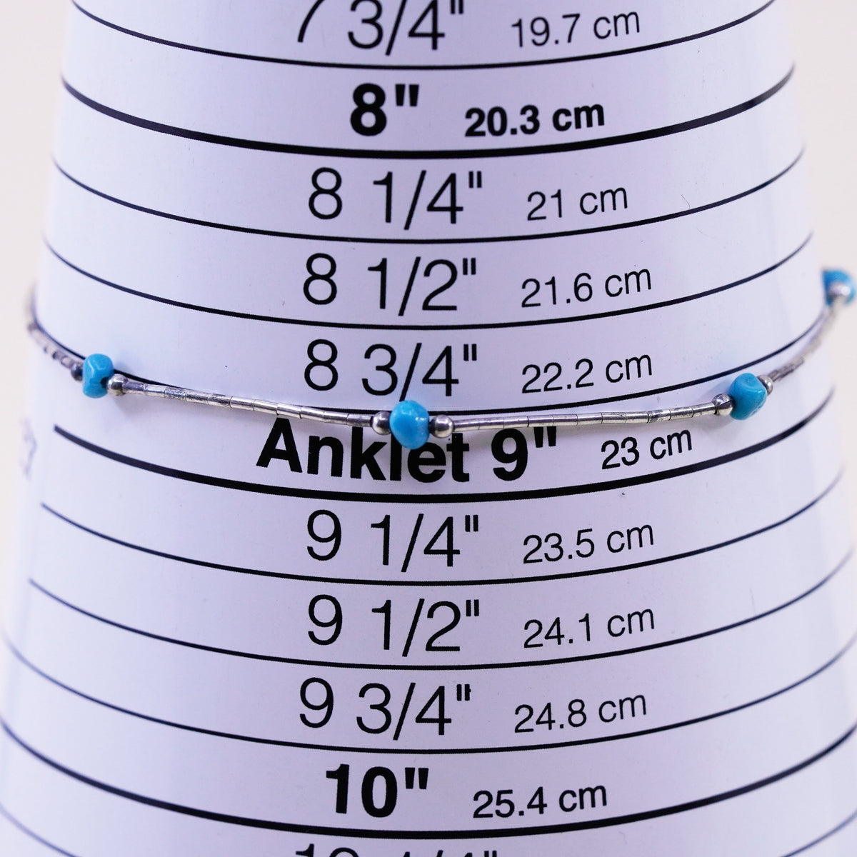 9”, sterling handmade bracelet, 925 liquid silver chain anklet turquoise beads