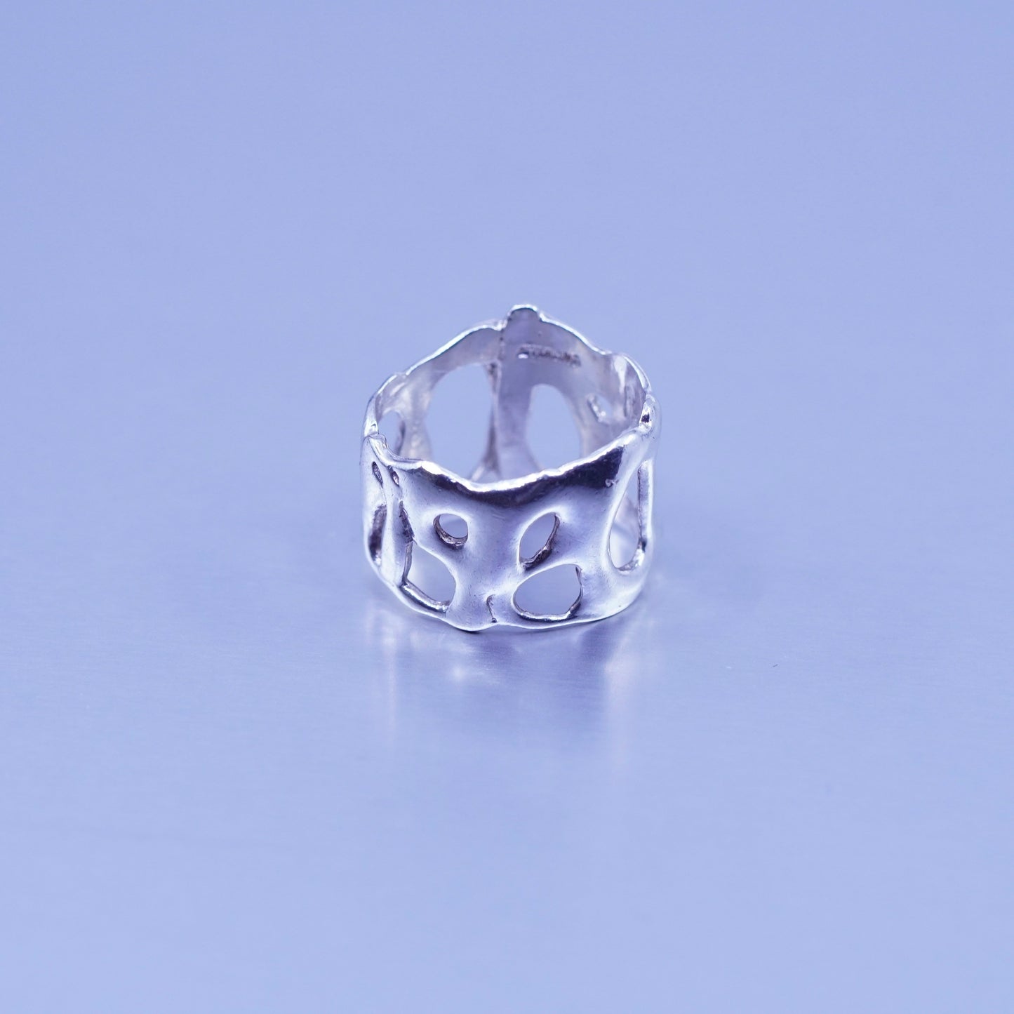 Size 4.75, southwestern Sterling 925 silver handmade ring, liquid silver band