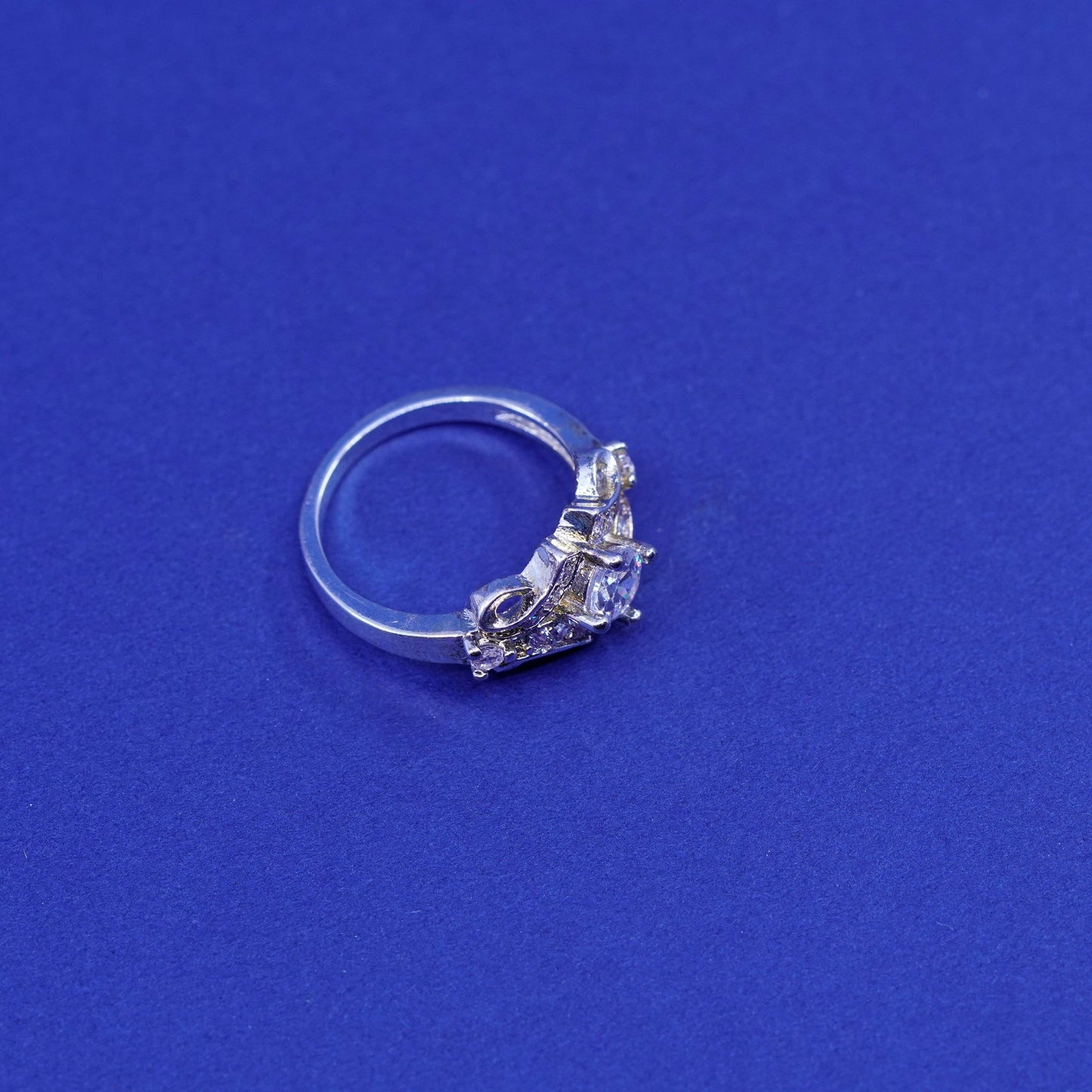 Size 5.5, vintage vermeil gold over sterling 925 silver ring with cluster Cz