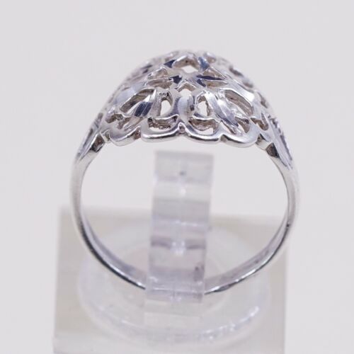 Size 6, Vtg Sterling Silver Handmade Ring, 925 Silver Band W/ Filigree Whirl