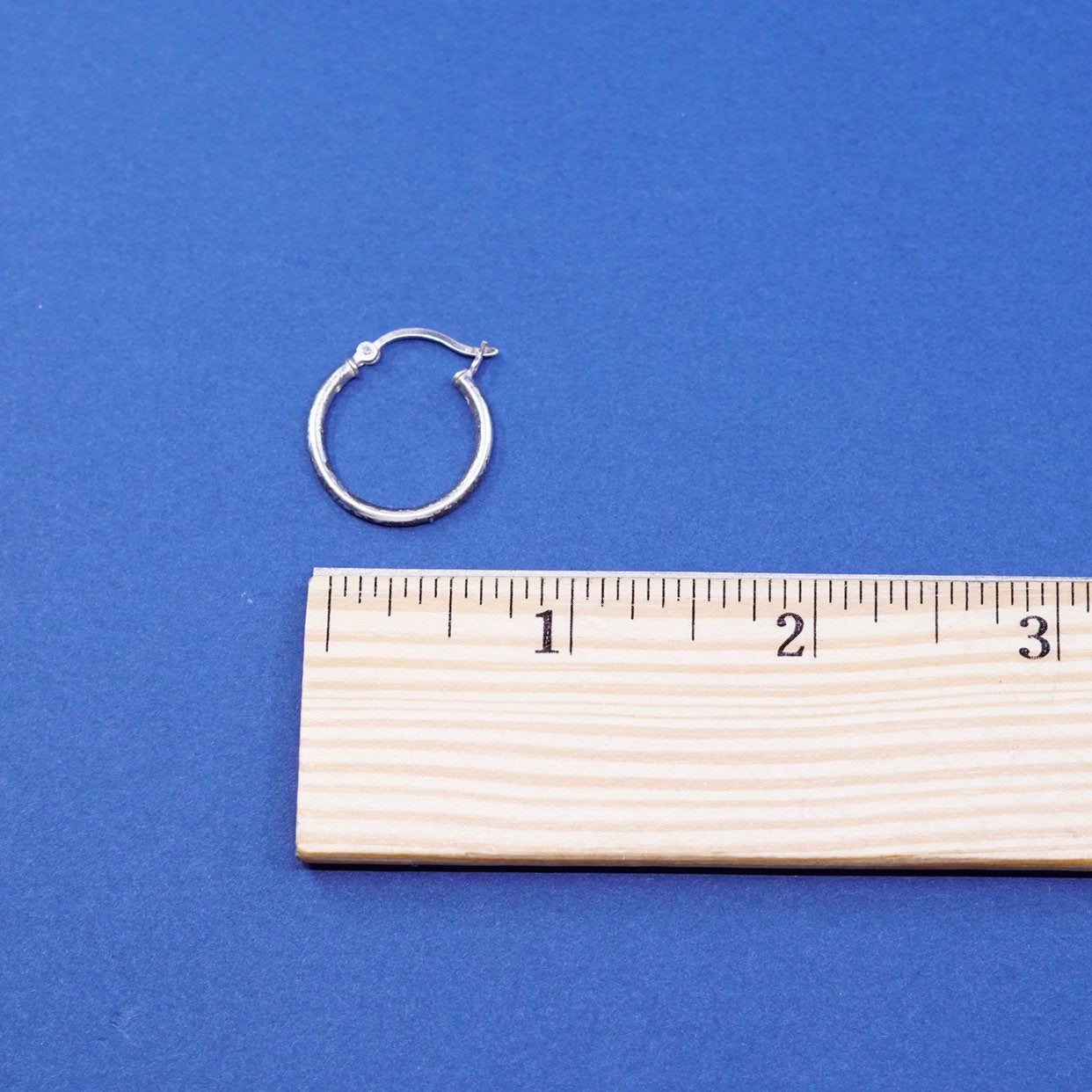 0.75”, vtg Sterling silver handmade earrings, 925 hoops, huggie