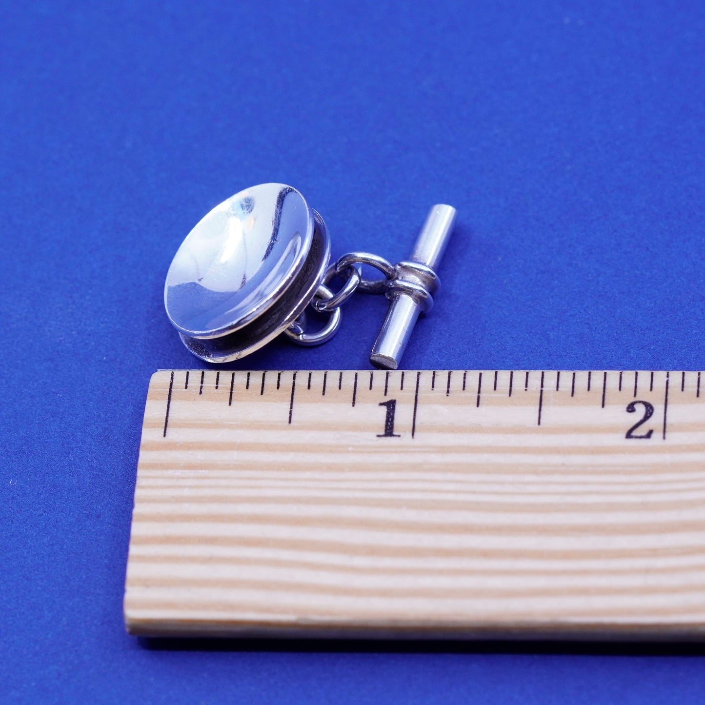 Vintage sterling silver Handmade cufflink, antique Mexico round 925 cuff links