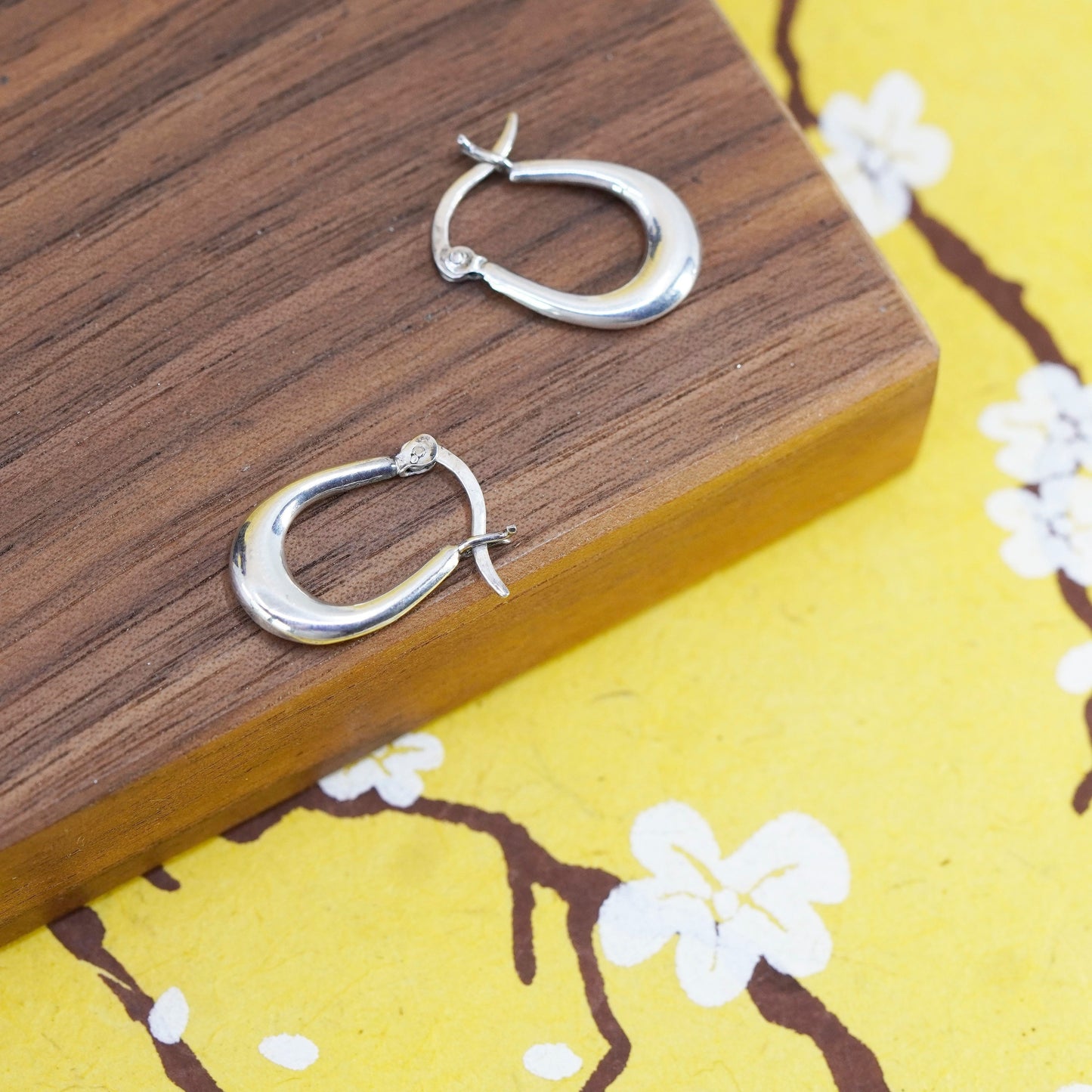0.75”, vintage Sterling silver handmade earrings, 925 hoops