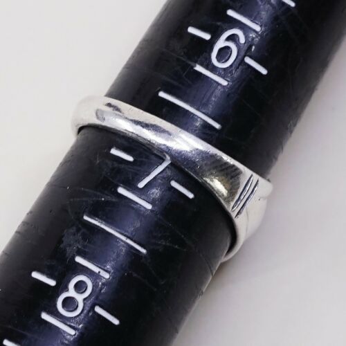 Sz 6.75, Vtg Sterling Silver Handmade Ring 925 Band W/ Blue Onyx inlay