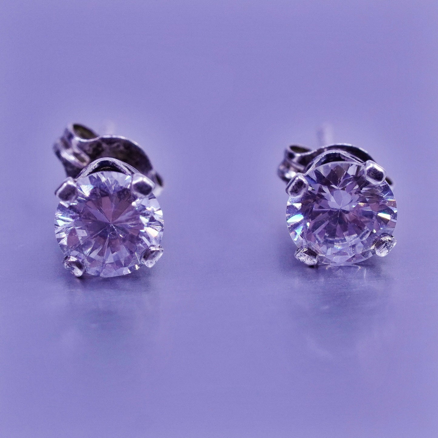 Vintage Sterling 925 silver earrings, studs with cz inlay