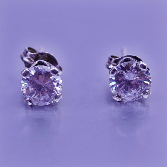 Vintage Sterling 925 silver earrings, studs with cz inlay