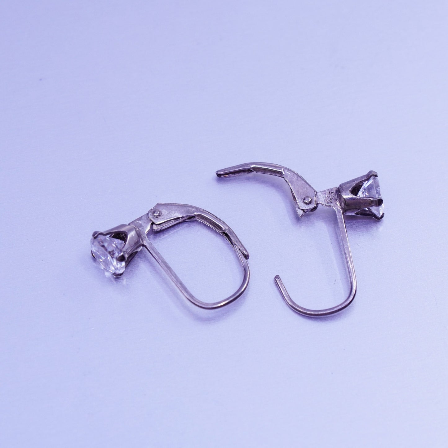 Vintage Sterling 925 silver earrings, dangle and Cz