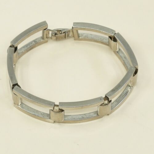 7”, Vintage Mexico Sterling 925 Silver Tennis bold rectangular link Bracelet
