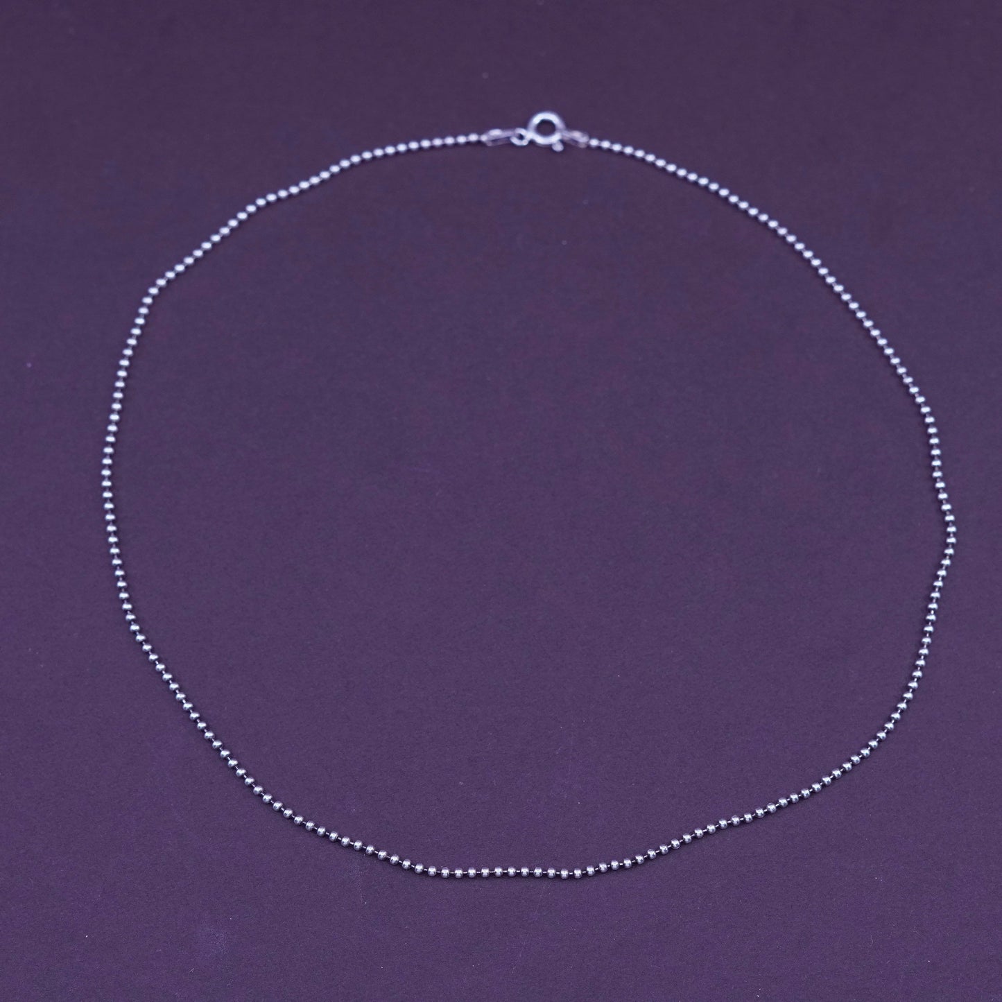 16”, 1mm, vintage diagonal Sterling silver beads necklace, 925 chain
