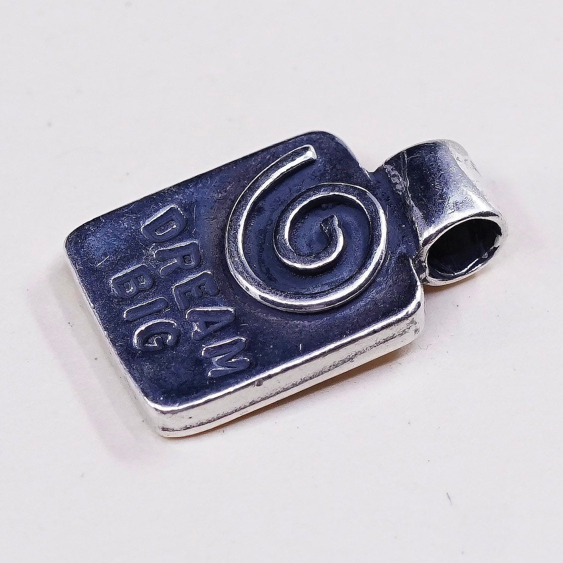 vtg Amy peter studio Sterling silver quote pendant 925 swirl tag w/ "dream big