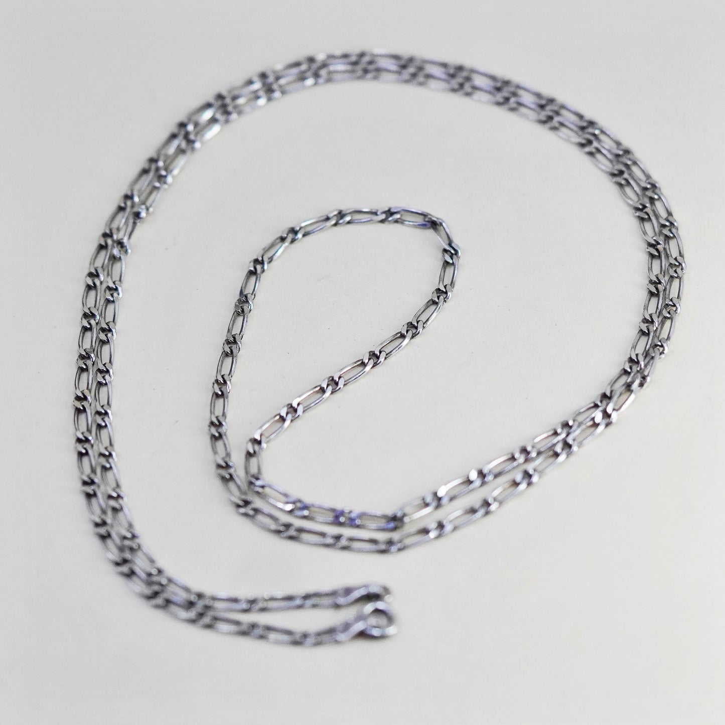 26”, 3mm, Vintage sterling silver figaro chain, bold 925 men’s necklace