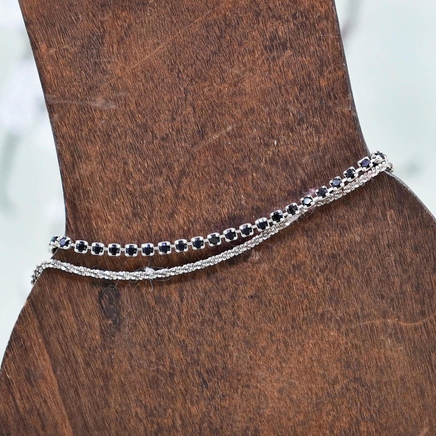 7.5+1”, Silpada 925 Sterling Silver Tennis Bracelet Black Cubic Zirconia B2964