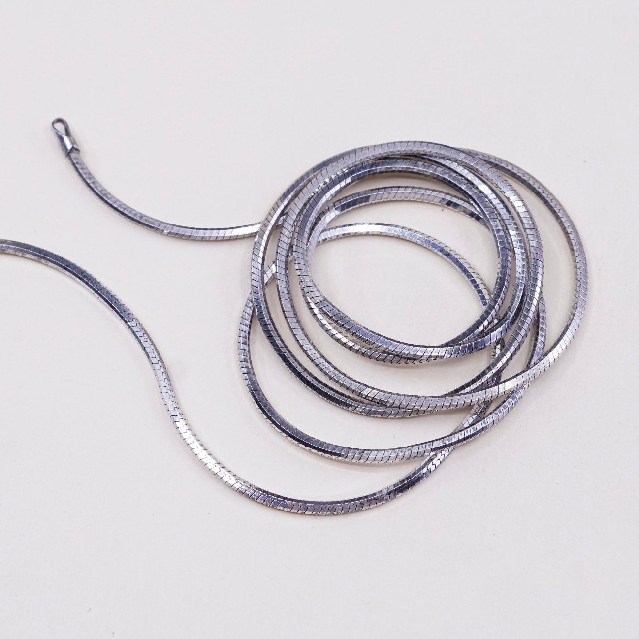 30”, 2mm, Vintage sterling silver Italy 925 square snake chain, necklace