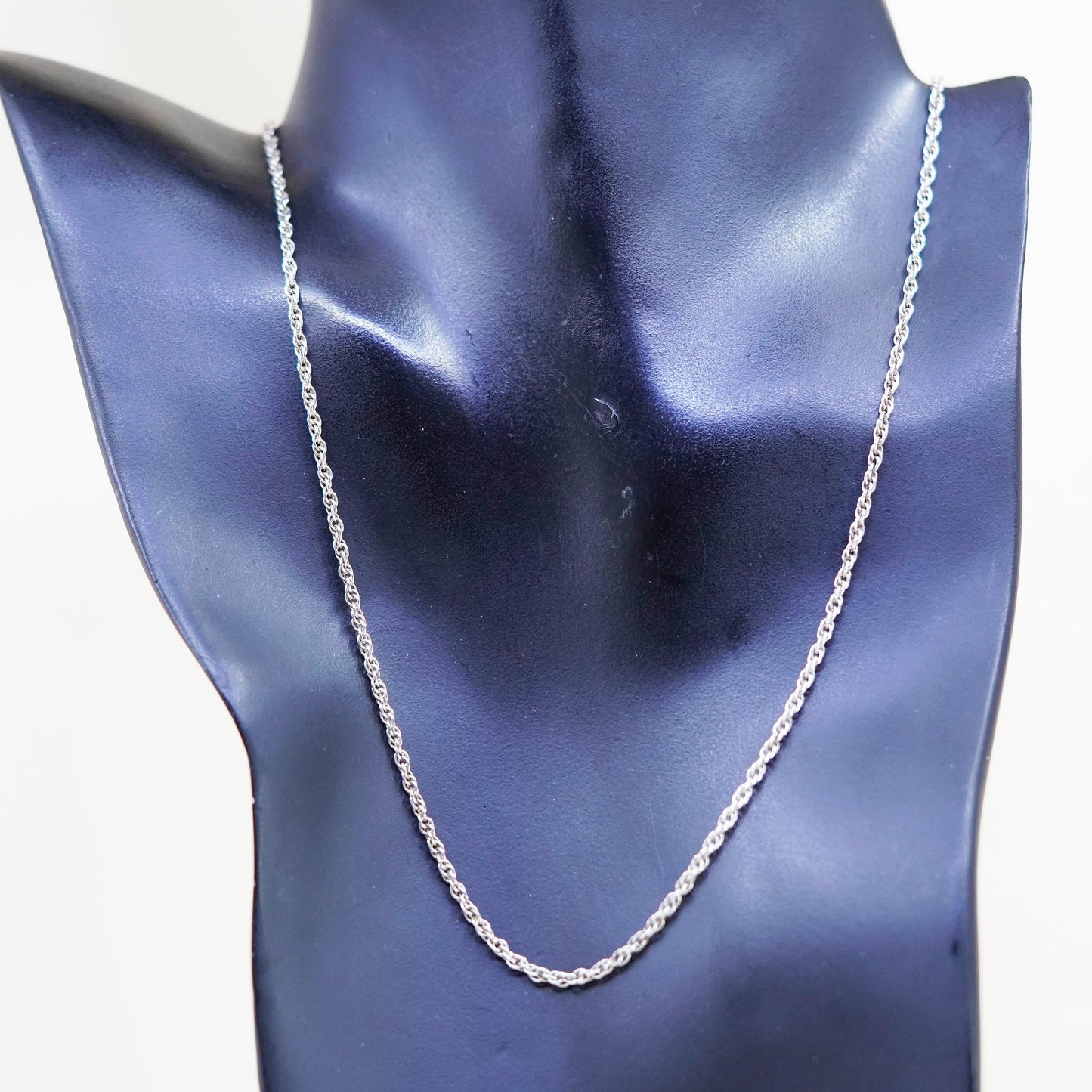 19.5”, 2mm, vintage Sterling silver necklace, 925 Singapore rope chain