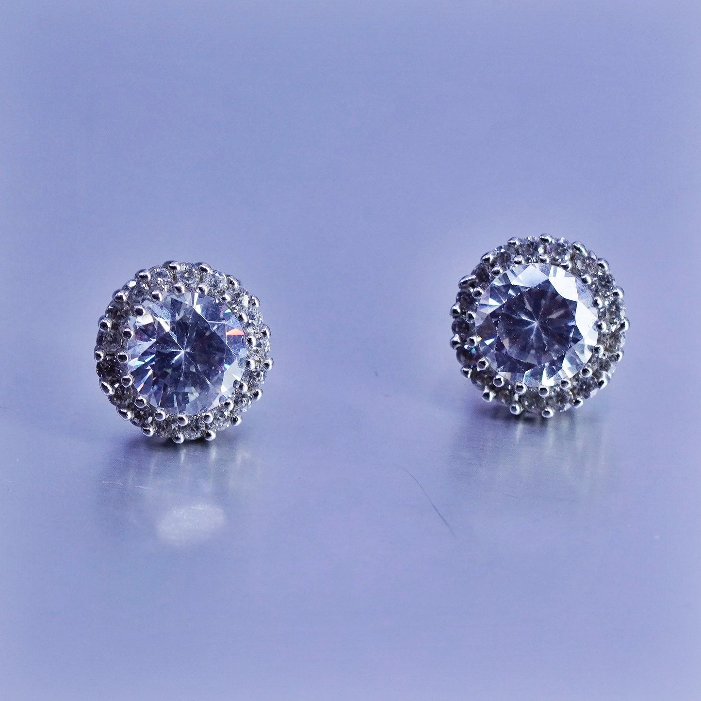 Vintage Sterling 925 silver earrings, studs with cz inlay