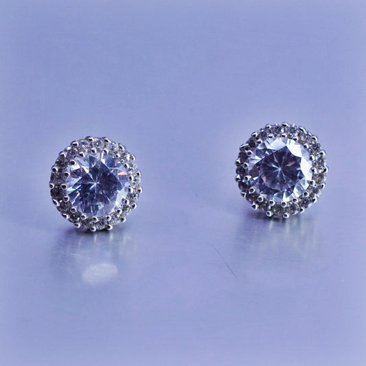 Vintage Sterling 925 silver earrings, studs with cz inlay
