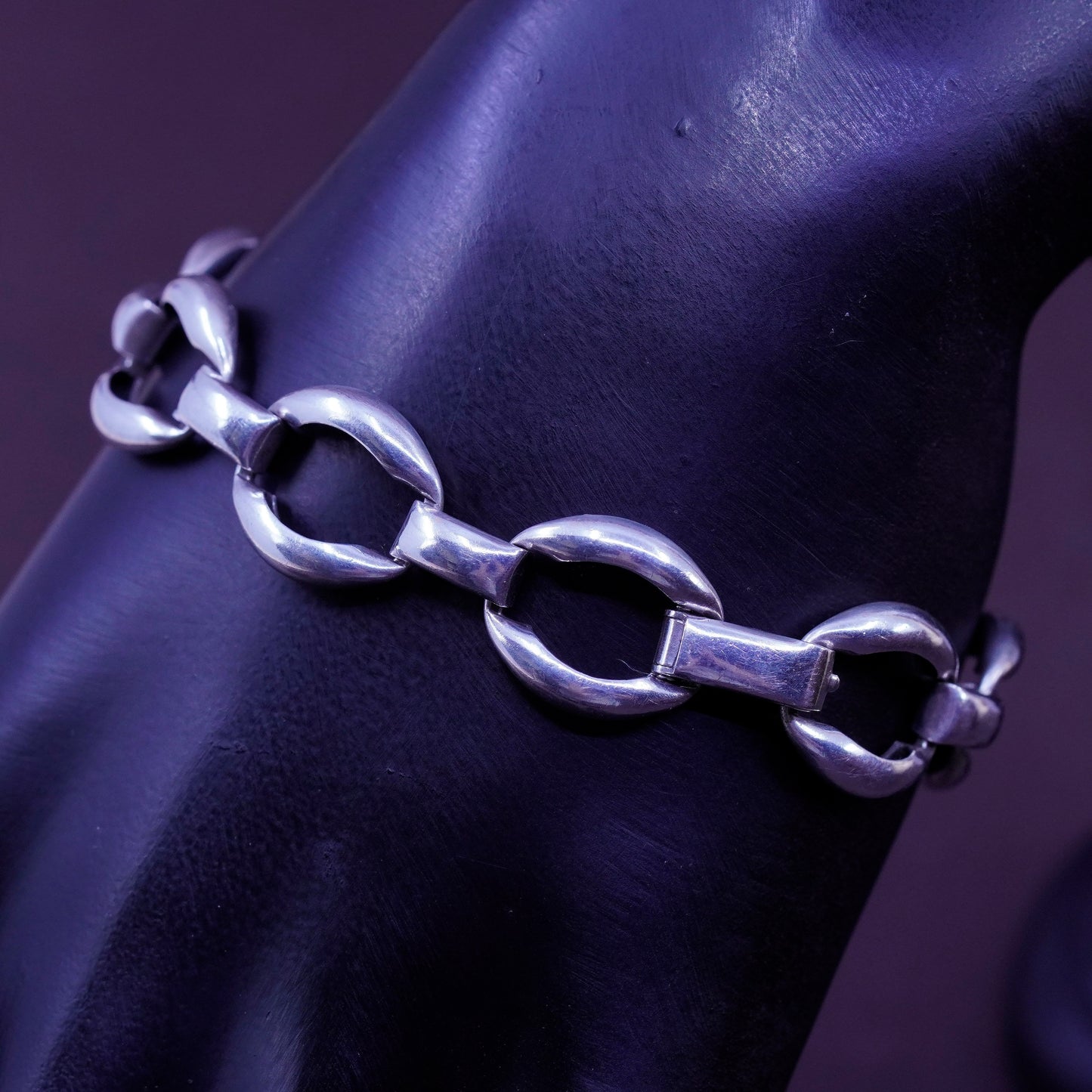 6.75”, vintage Danecraft Sterling silver handmade bracelet, 925 oval chain