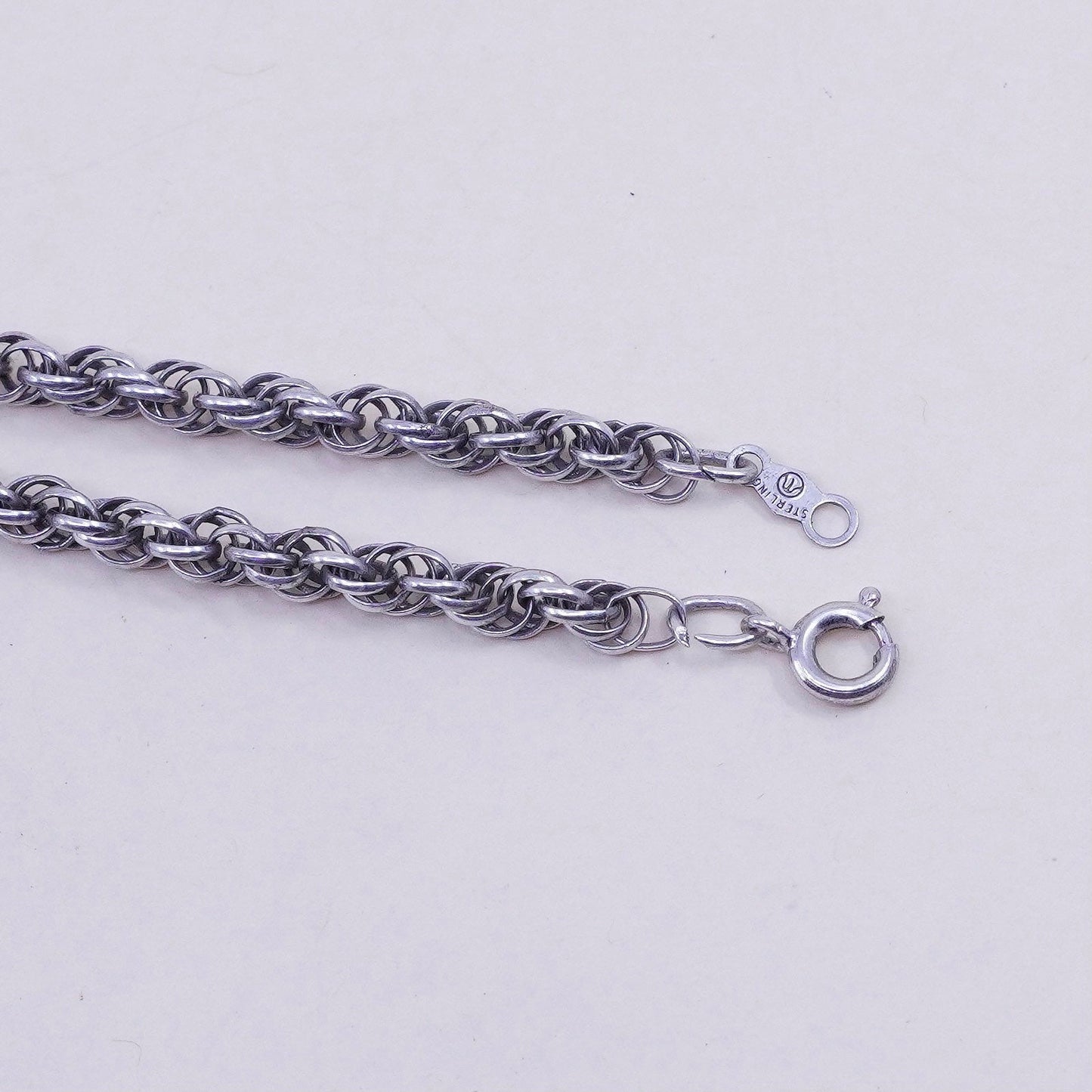 15” 4mm, vintage sterling silver necklace, 925 rope chain