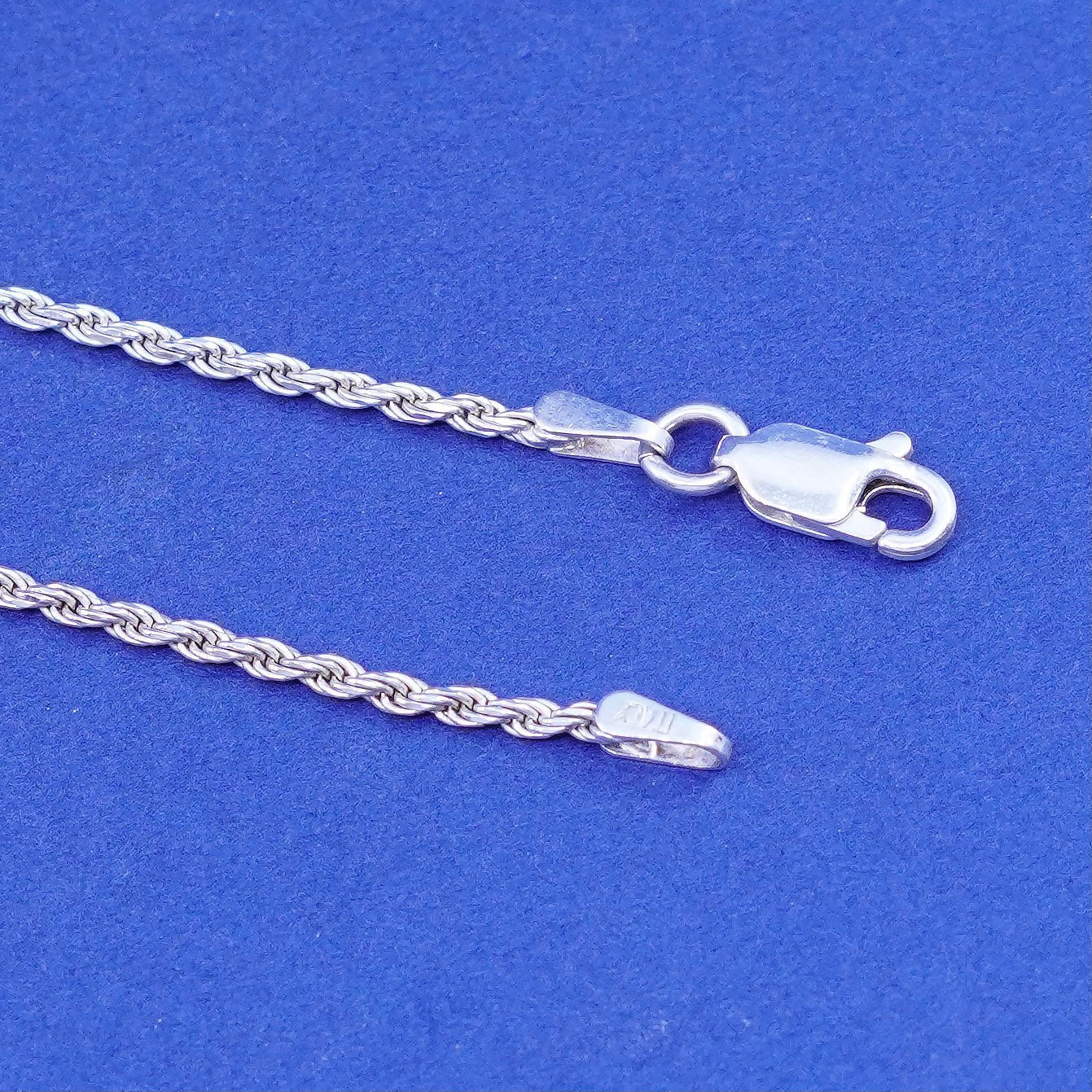 16”, 1.6mm, vintage Sterling silver handmade necklace, 925 diamond rope chain