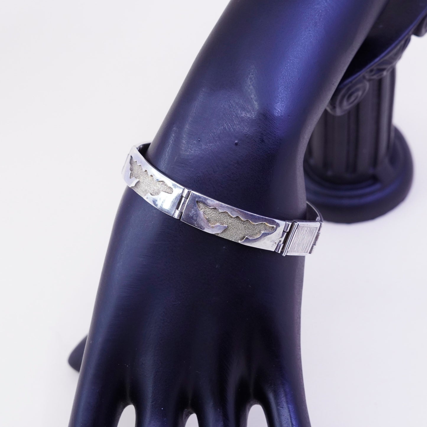 6.75”, Sterling silver two tone bracelet 14K gold Italy 925 tennis chain ruby