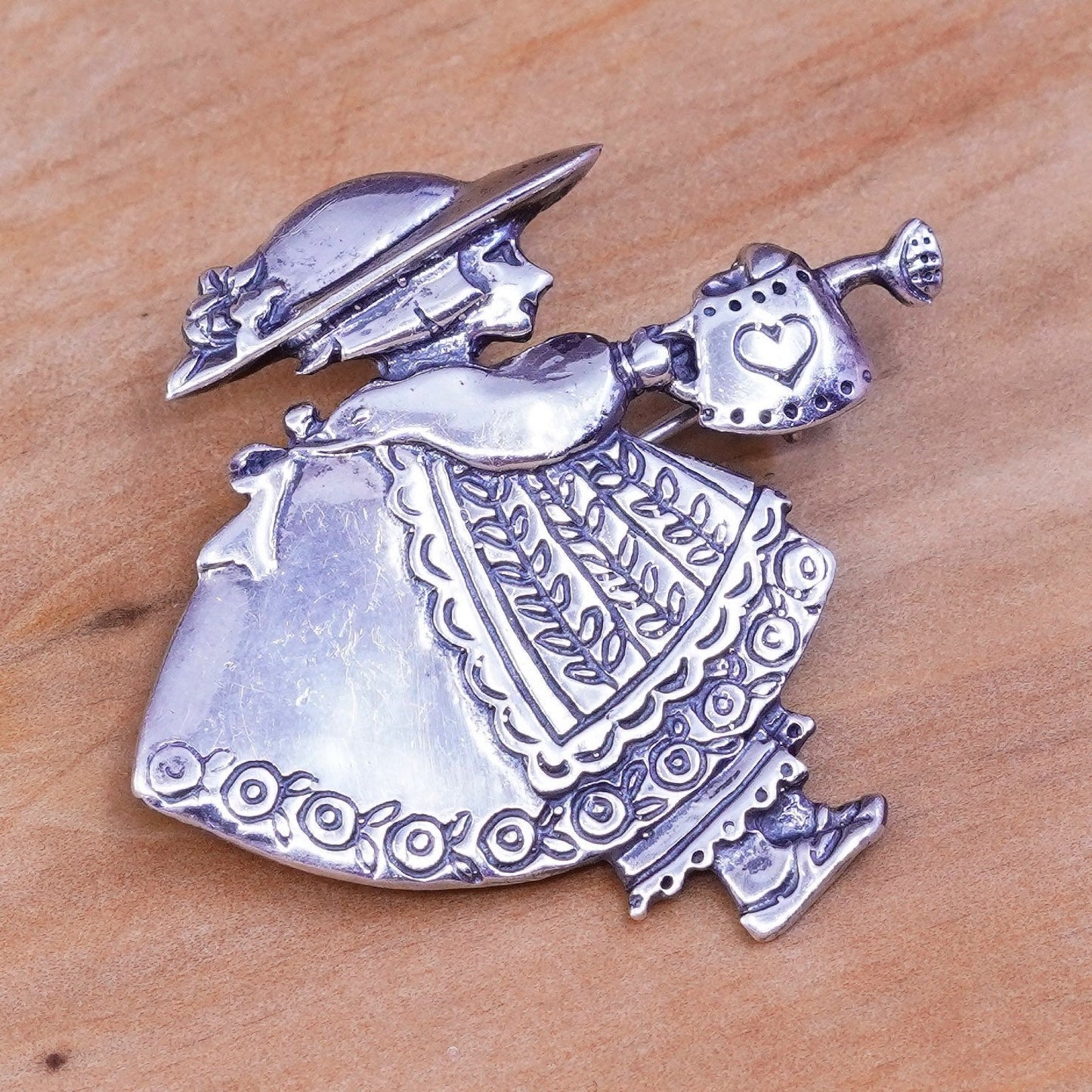 vintage Mary Engelbreit Me Ink Little Girl Sterling 925 Silver Brooch
