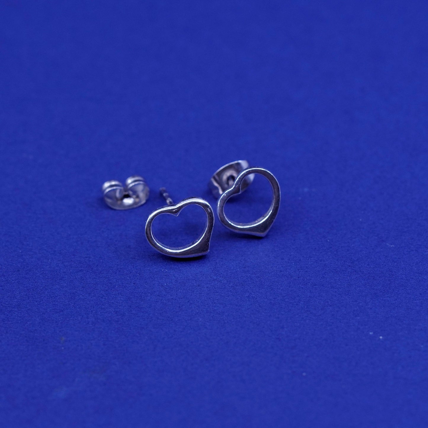 Vintage Sterling silver handmade earrings, 925 heart studs