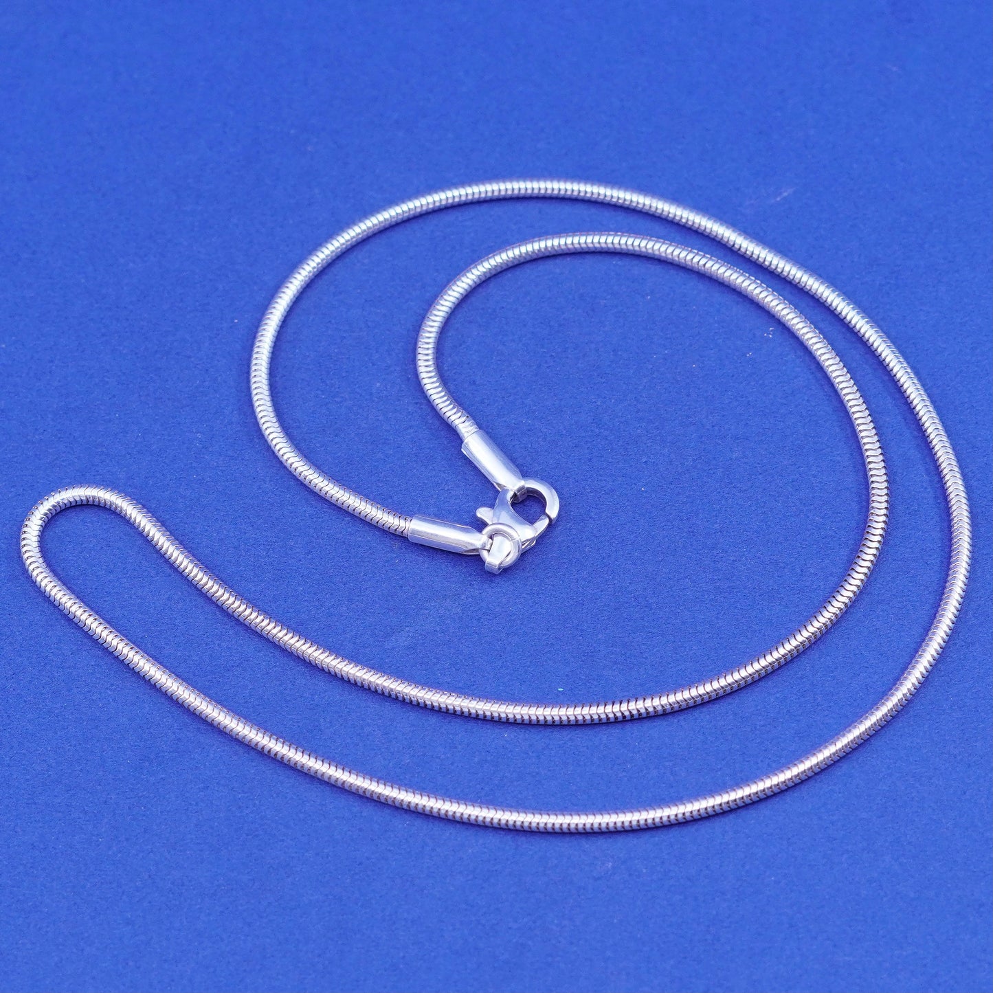 18”, 1.6mm, vintage Italy Sterling silver handmade necklace, 925 snake chain