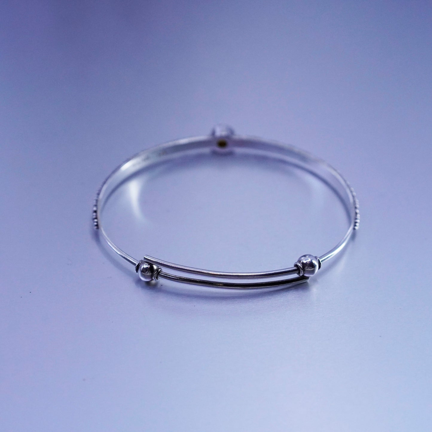 Size adjustable, Sajen Sterling 925 silver bracelet, bangle with beads citrine