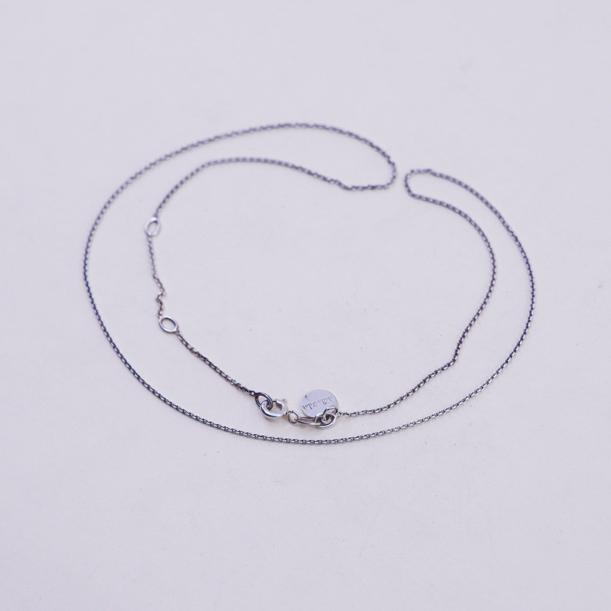 Adjustable 18”, vtg Stella dot Sterling silver Italy 925 circle chain, necklace
