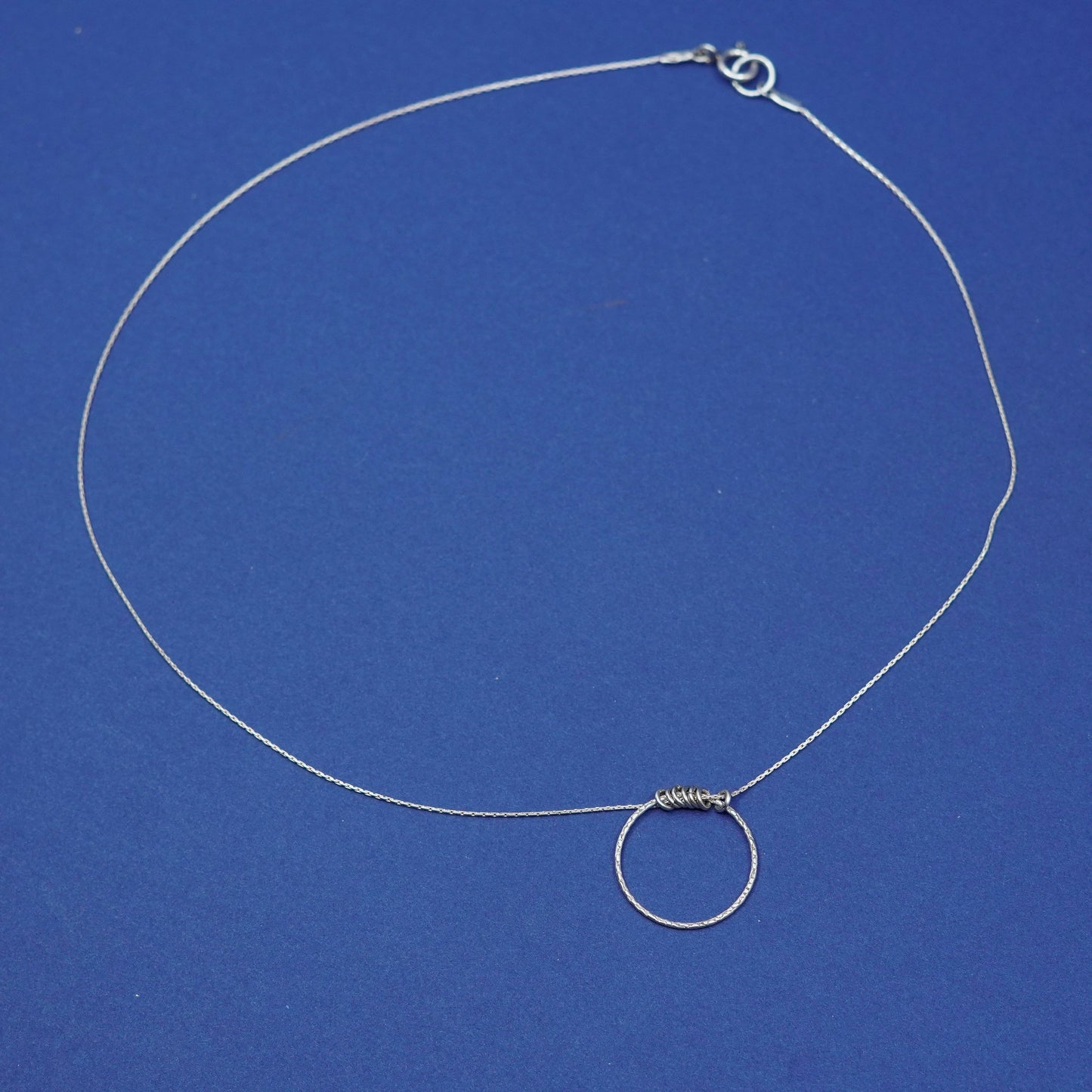 16”, vintage Sterling silver handmade necklace, 925 snake chain circle pendant