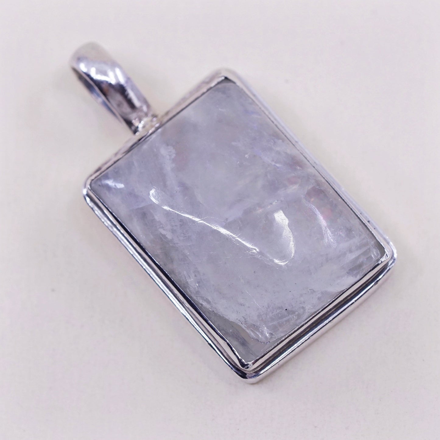 Vintage Sterling silver handmade pendant, Mexican 925 silver with moonstone