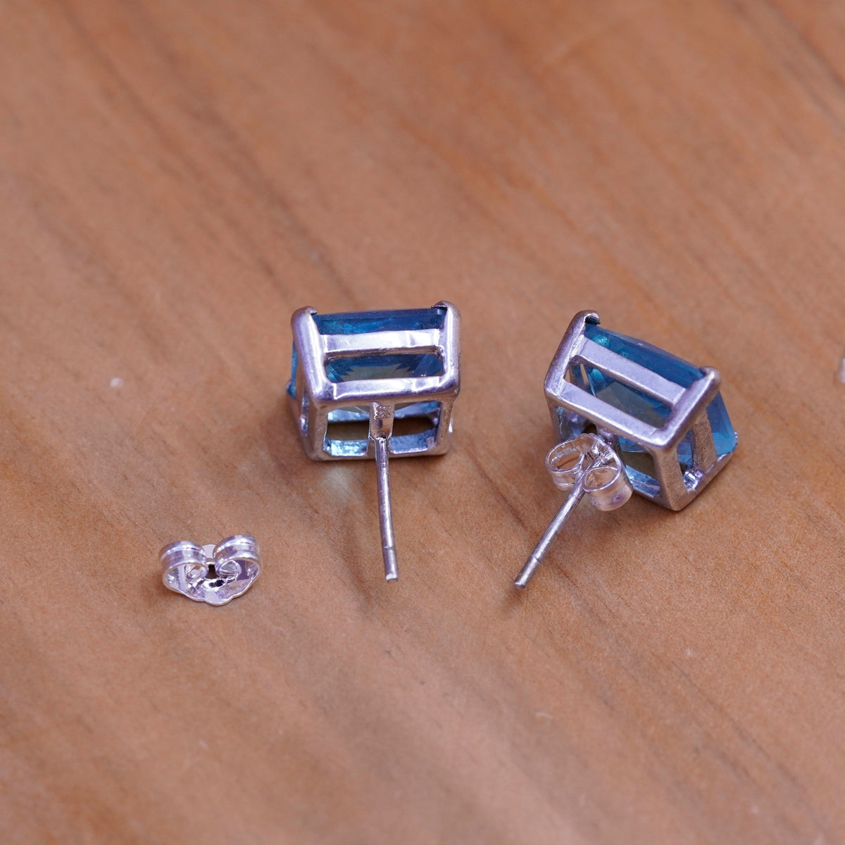 Vintage Sterling 925 silver square topaz studs, earrings