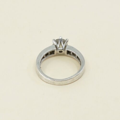 Sz 7.5, Vtg Sterling Silver Ring, 925 Silver Engagement Ring W/ Crystal