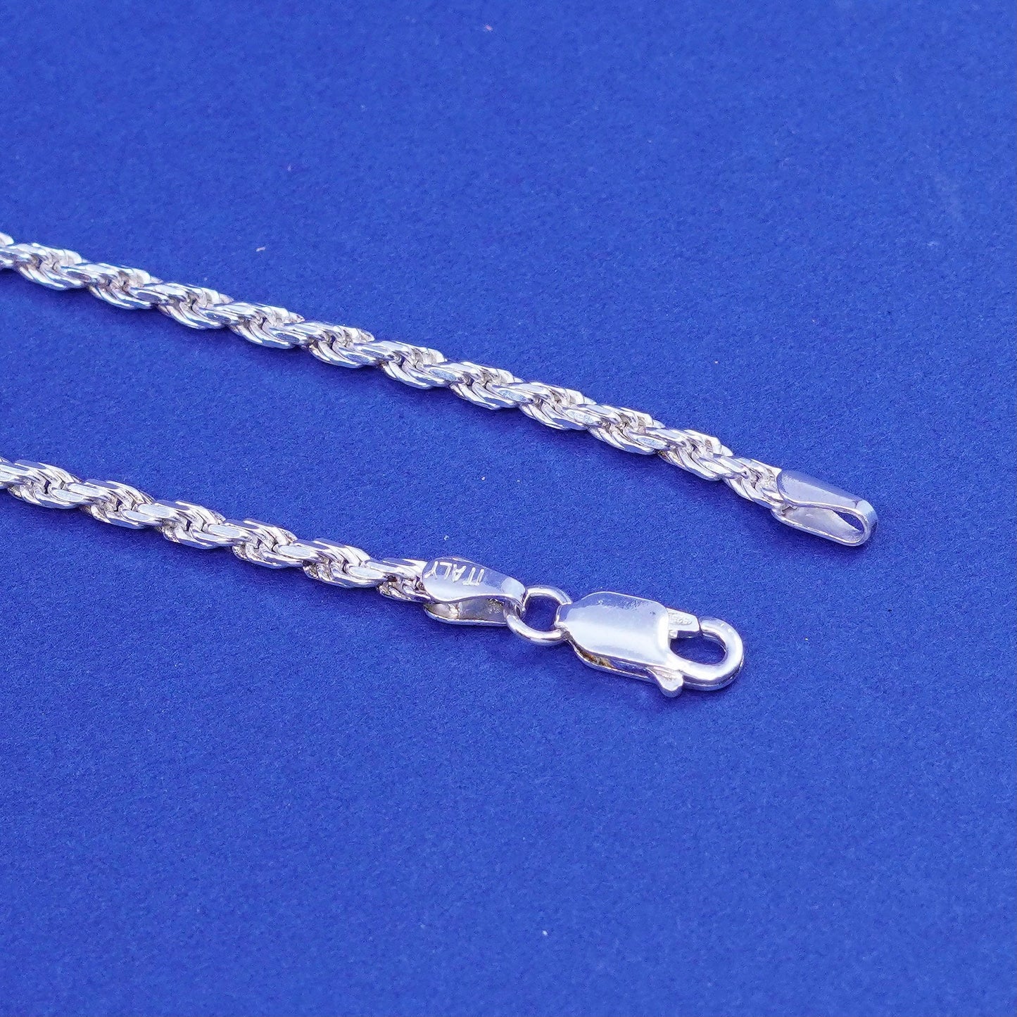 20”, 3mm, vintage Sterling silver handmade necklace, 925 diamond cut rope chain