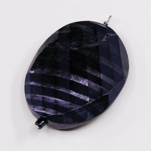 Black Checker Cut Stone Pendant