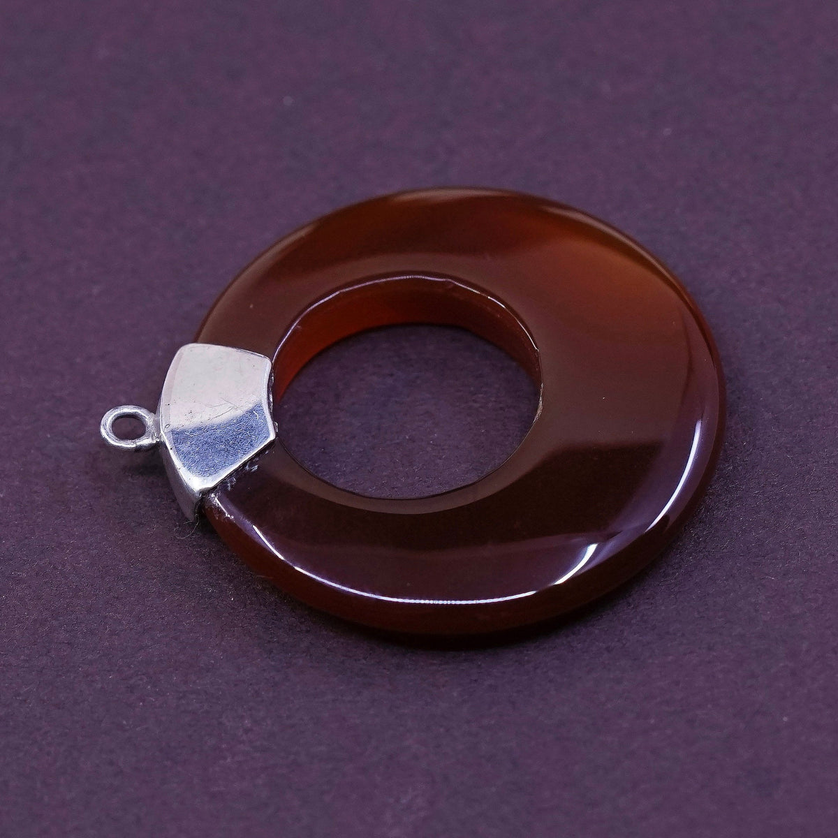 sterling silver Handmade Pendant, 925 bali w/ circle Carnelian