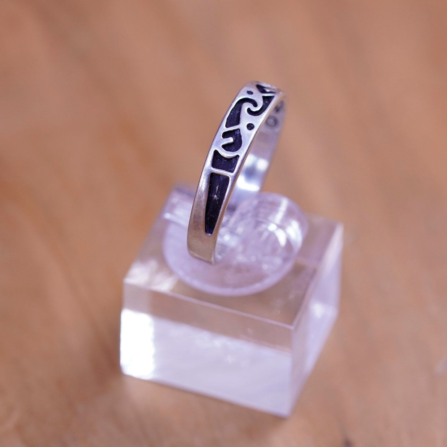 Size 10.5, vintage sterling silver handmade ring, 925 stackable patterned band