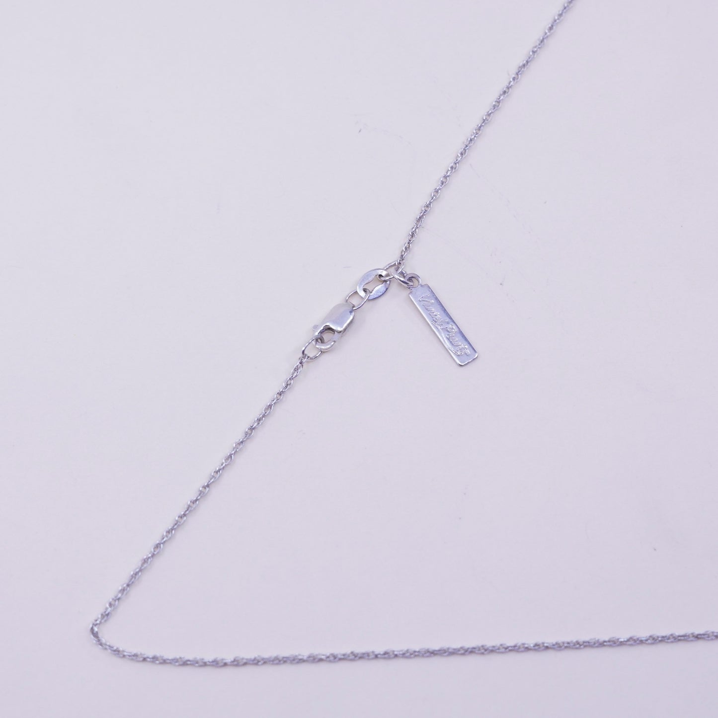 18”, vintage sterling 925 silver Singapore chain necklace pearl leaf pendant