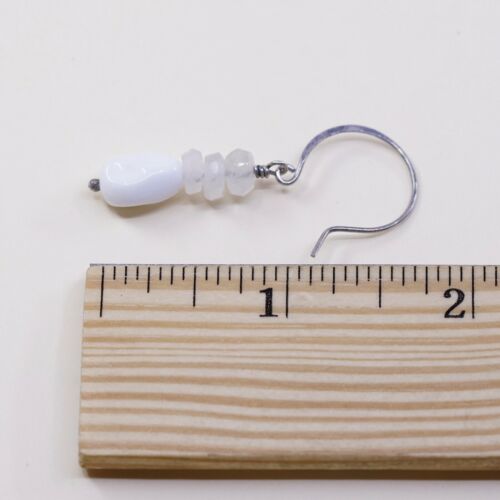 Vintage handmade Sterling 925 Silver Earrings With Moonstone Beads, Silver Teste