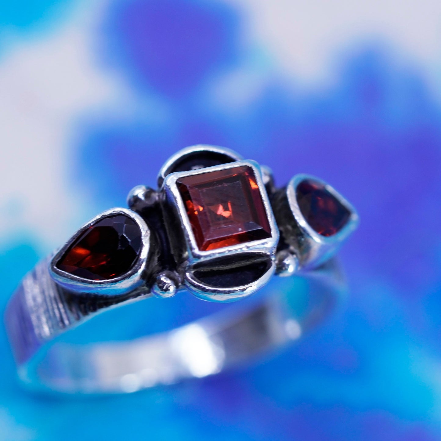 Size 8, Native American Navajo Jason Livingston Sterling 925 silver ring Ruby