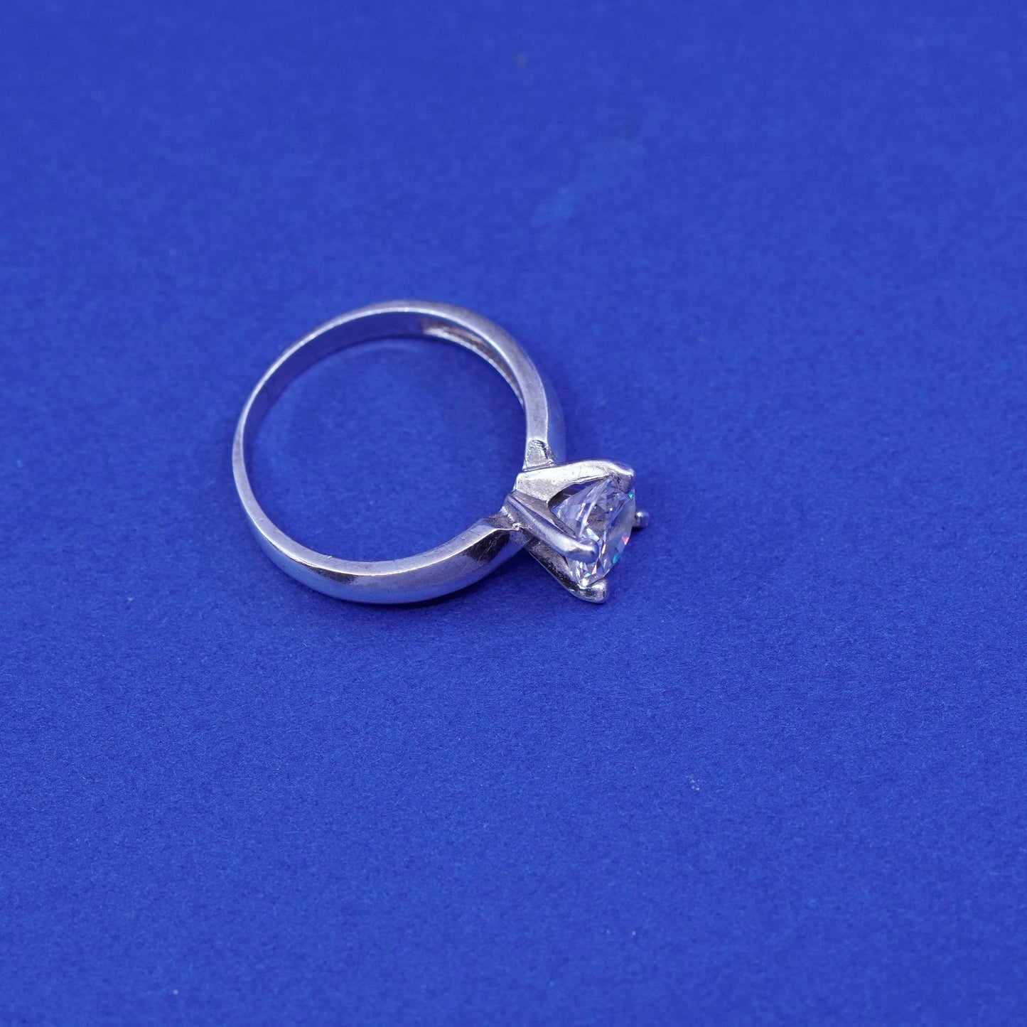 Size 6.25, vintage Sterling silver handmade ring, 925 engagement band with cz